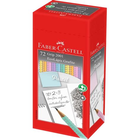 Lápis Preto Faber Castell Grip Pastel Cores Sortidas N2 C 72 Unidades