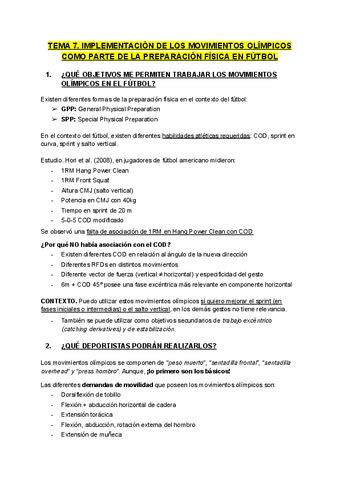 TEMA 7 IMPLEMENTACION DE LOS MOVIMIENTOS OLIMPICOS COMO PARTE DE LA