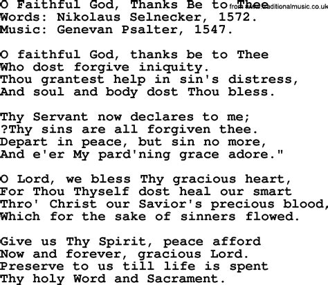 Hymns About God S Forgiveness Title O Faithful God Thanks Be To Thee