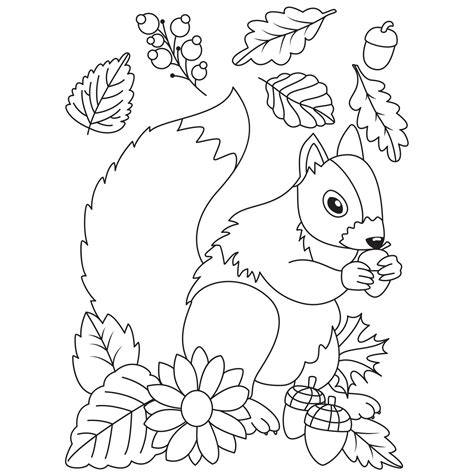 Squirrel In Tree Coloring Pages