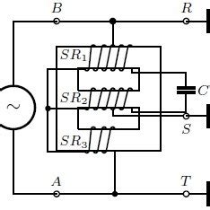 Practical circuit of single-phase to three-phase converter (copyright ...