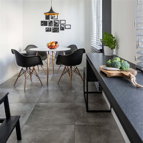 Modern Kitchen With Grey Floor | Floor Roma