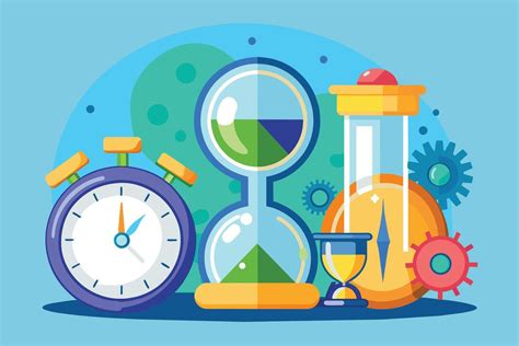 Colorful Illustration Of Timekeeping Devices With Hourglass Stopwatch