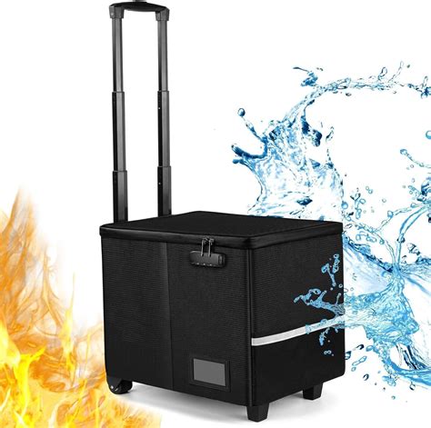 Portable Fireproof Rolling File Box With Telescopic Handlefile Cart