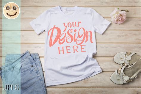 Women’s T Shirt Mockup With Rose Gráfico Por Tasipas · Creative Fabrica