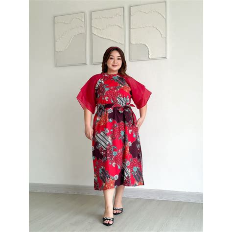 Jual ISABELLA Dress Batik Bigsize Dress Batik Pesta Jumbo Shopee