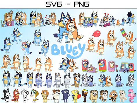 Bluey Bingo Svg, Blue, Bluey, Bluey Svg, Blue Dog, Bluey Characters ...