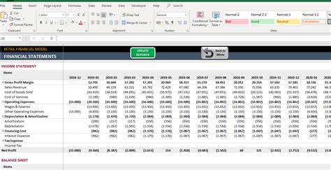 Retail Store Excel Financial Model Oak Business Consultant Bank Home