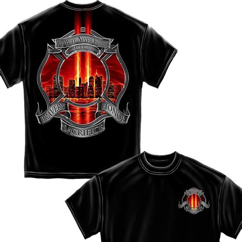 Never Forget 911 Firefighter T Shirt Military Republic