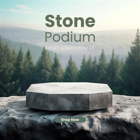 Premium PSD Psd Gray Rock Podium On Rock Platform 3d Illustration