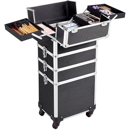 Amazon Yaheetech 4 In 1 Rolling Makeup Train Case Trolley