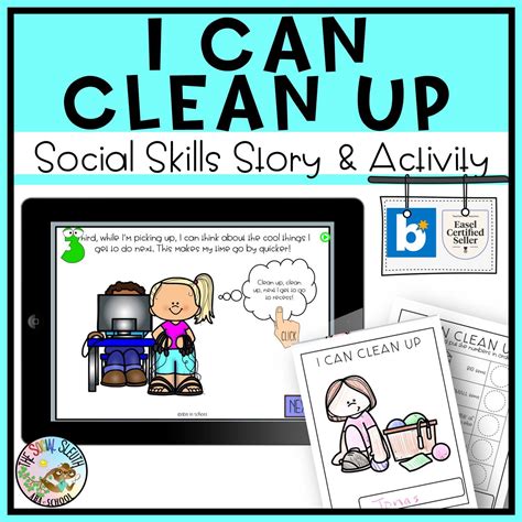 I CAN CLEAN UP Preschool Social Skills Story Social Emotional Learning Activities - ABA in School