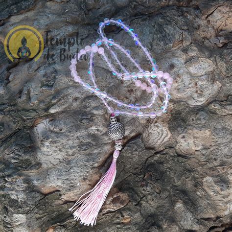 Japa Mala Aqua Aura Angel E Quartzo Rosa Mm Templo De Buda Loja