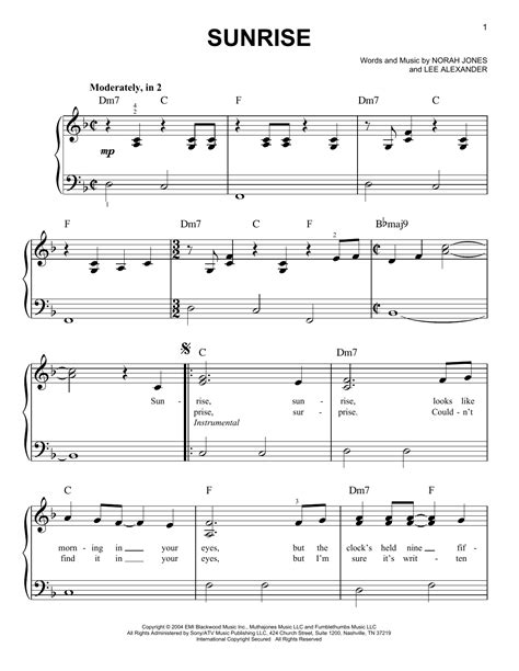 Sunrise Sheet Music