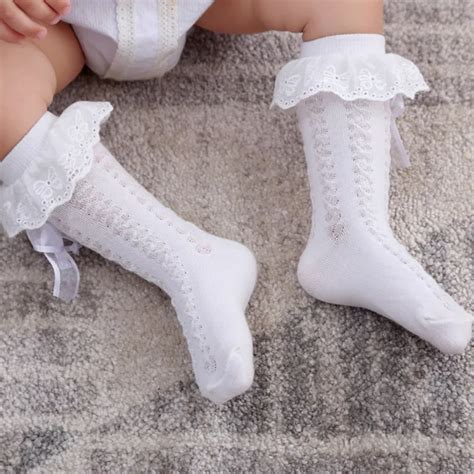 Baby Girls Cotton Lace Bow Ruffle Socks Infant Toddler Breathable ...