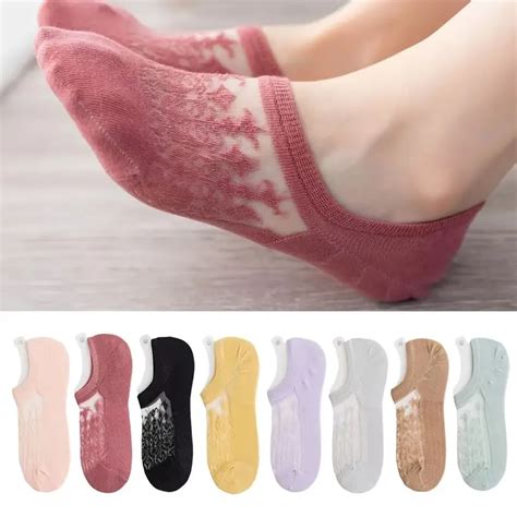 Lace No Show Socks Breathable Semi Sheer Socks Womens Temu