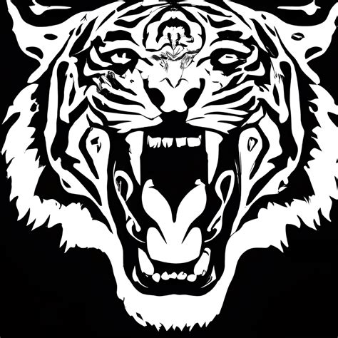 Roaring Tiger Face Stencil Ultra HD · Creative Fabrica