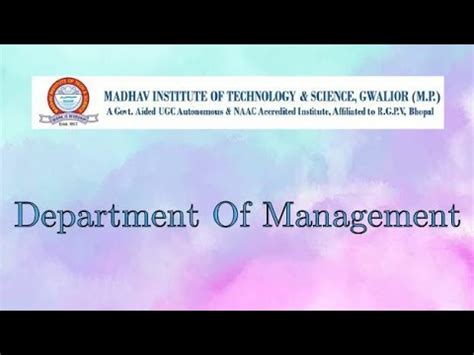 Mba Department Mits Gwalior Youtube