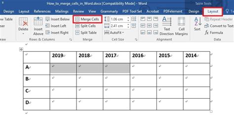 How To Merge Cells In A Table On Word Dictionarykurt