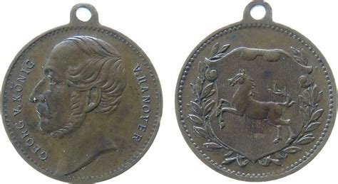 Vor 1914 Tragbare Medaille O J Bronze Georg V 1851 1866 Hannover