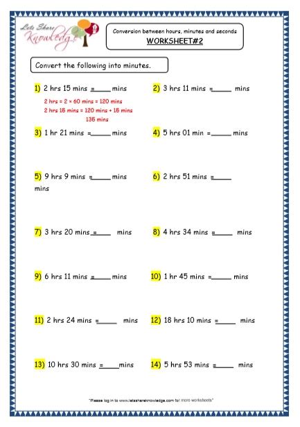 Time Conversion Between Hours Minutes And Seconds Grade 4 Maths