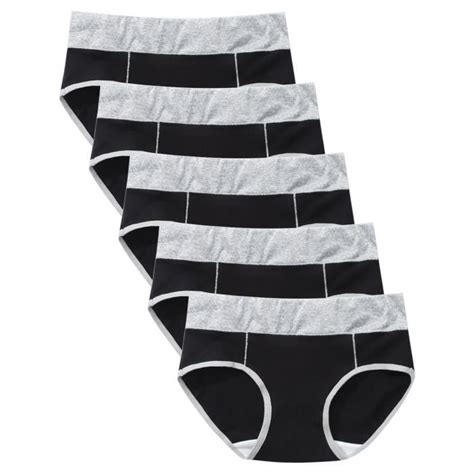 Femmes Couleur Unie Patchwork Mémoires Culottes Sous Vêtements Culottes Bikini Slip l18777 Noir