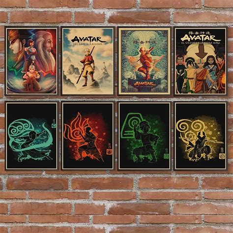 Avatar A Lenda De Aang P Steres De Papel Kraft Vintage Poster De Anime