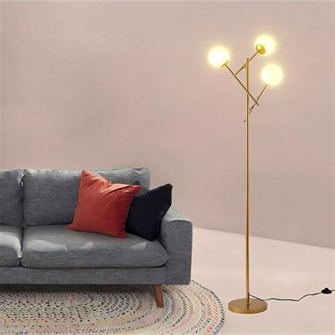 Fiqevs Sputnik 3 Globe Mid Century Floor Lamp Modern Gold 3 Lights Standing Lamp With Frosted