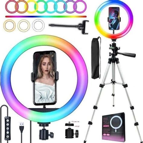 Kit Completo Iluminador Luz Led Ring Light Rgb Pro 10 Casas Bahia