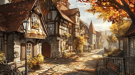 A Small French Village With Traditional Half Timbered House Background