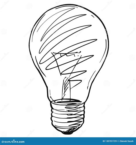 Vector Sketch Drawing Illustration Of Light Bulb Stock Vector