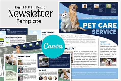 Canva Newsletter Template For Pet Care Creative Market