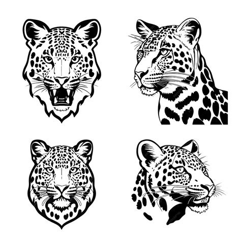 Premium Vector Leopard Head Logo Vector Stencil Set