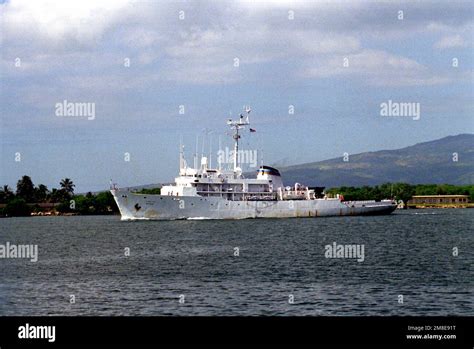 A Port View Of The Surveying Ship Usns Wyman T Ags Departing Pearl