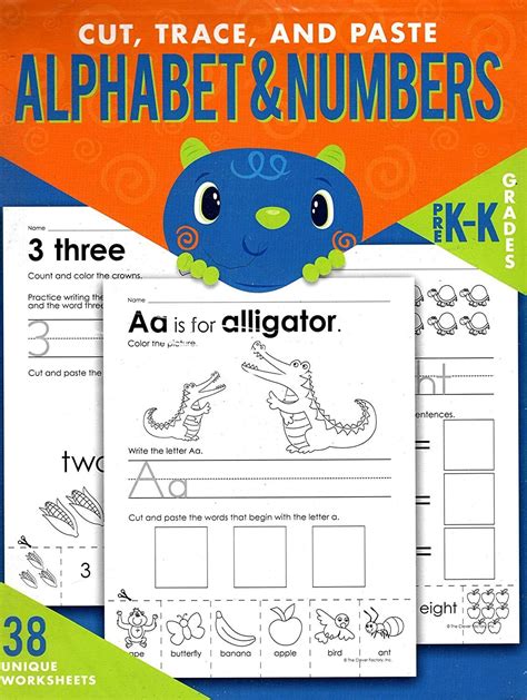 Cut Trace And Paste Alphabet And Numbers Reproducible Educational Workbook Worksheets Library