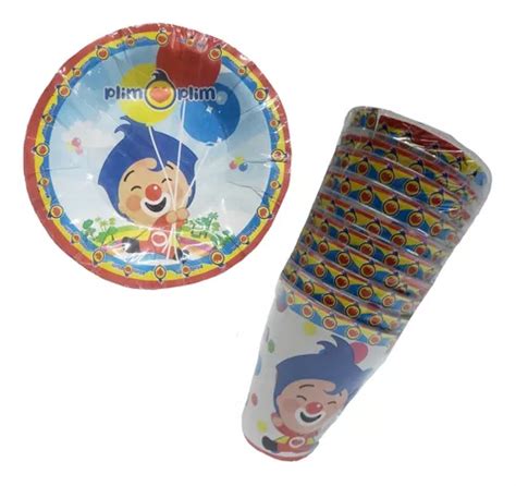 Payaso Plim Plim Kit Fiesta Para 20 Niños Platos Vasos 200 en