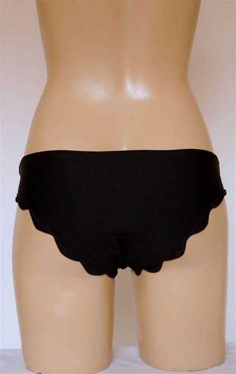 Black Scalloped High Neck Halter Bikini Top Full Coverage Etsy