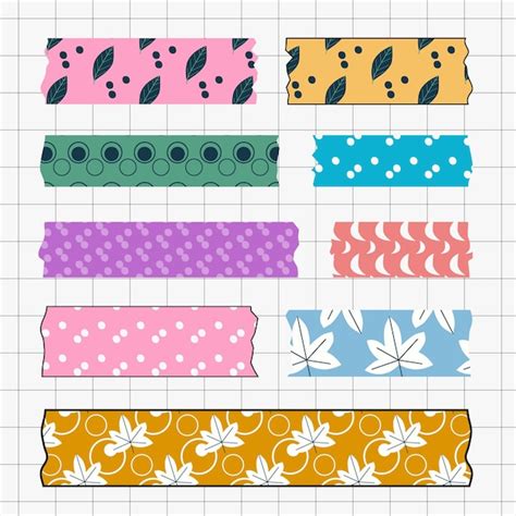 Conjunto De Colecci N De Cintas Washi Diferentes Dibujadas Vector