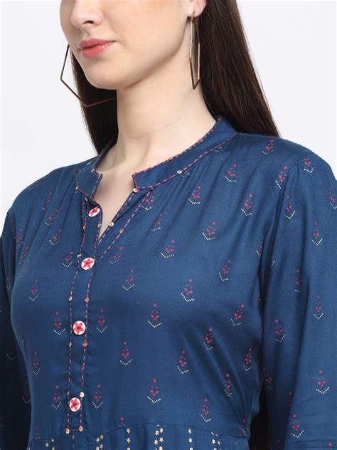 Buy Kalini Women Blue Ethnic Motifs Printed Beautiful Anarkali Kurta