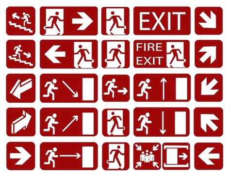 Premium Vector | Fire evacuation signs signs of action during a fire ...