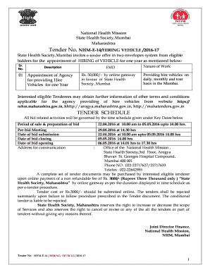 Fillable Online SPVS Tender Form Nrhm Maharashtra Gov In Fax Email