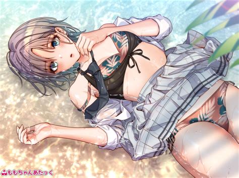 Aqua Eyes Asakura Tooru Bikini Blush Brown Hair Idolmaster Idolmaster