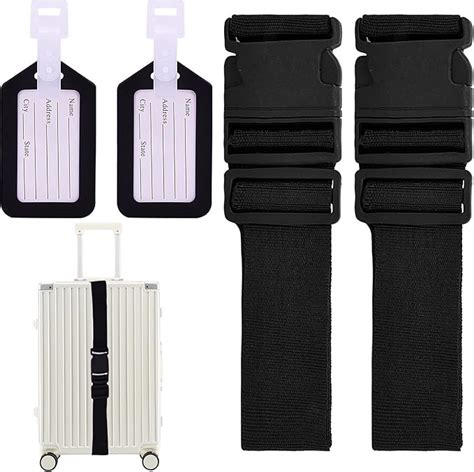 Pack Suitcase Straps With Pcs Luggage Tags Adjustable Luggage