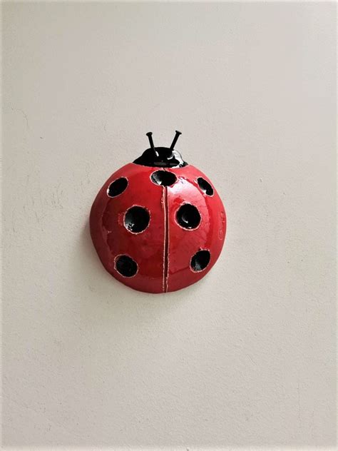 Ceramic Ladybug Sculpture Red Black Ladybug Wall Hanging Etsy