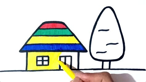 Easy Hut Drawing And Colouring Step By Step Howtodrawahut Youtube