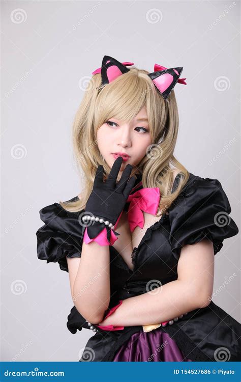 Japan Anime Cosplay , Portrait of Girl Cosplay in White Background Stock Photo - Image of ...