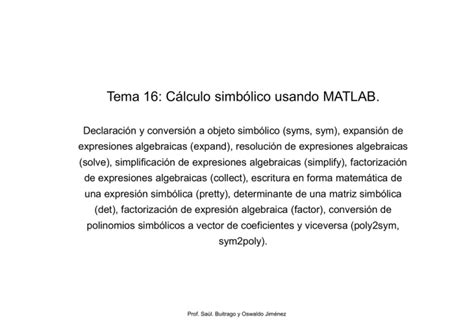 Tema C Lculo Simb Lico Usando Matlab