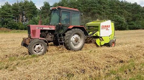 Żniwa 2 Prasowanie słomy żytniej MTZ 82 CLAAS ROLLANT 42 FARMER