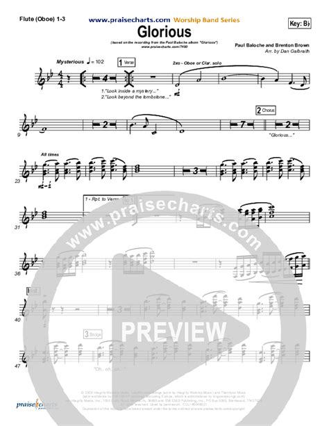 Glorious Flute Oboe Sheet Music Pdf Paul Baloche Praisecharts