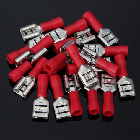 Hot Sale 100pcs Female 6 3mm Red Quick Spade Wire Connector Insulated